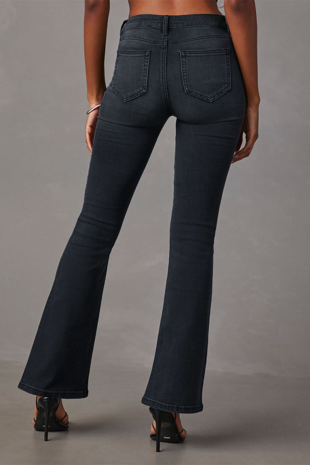 Buttoned Bootcut Jeans with Pockets